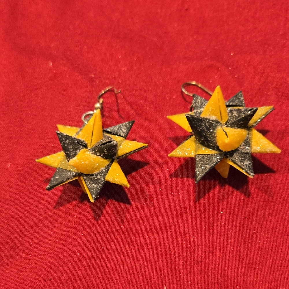 Yellow and Black Star Earrings